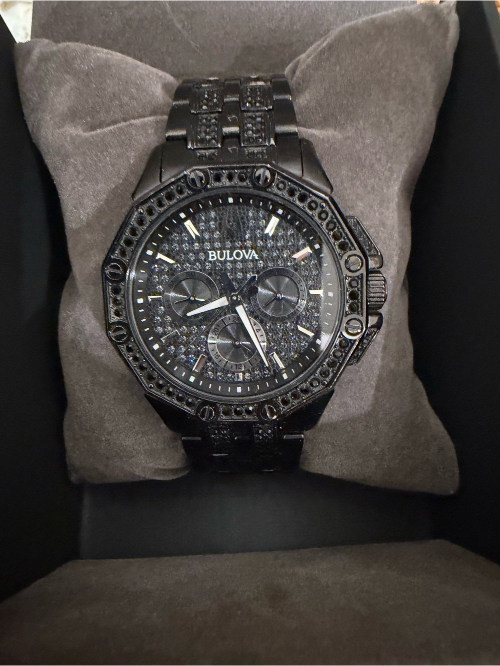 Bulova Octavia Men’s Black Chronograph Watch with crystal Dial